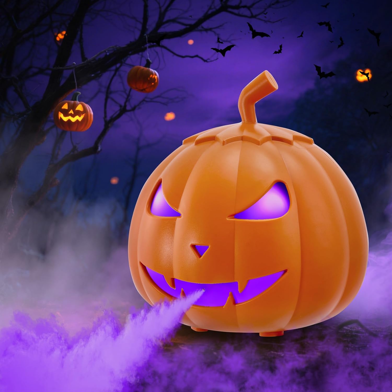 TCFUNDY 800W Fog Machine with 12 Colors LED Lights, Pumpkin Smoke Machine Fogger, Fog Maker with Remote and Refill Indicator for Halloween Decor Haunted House DJ Party Stage