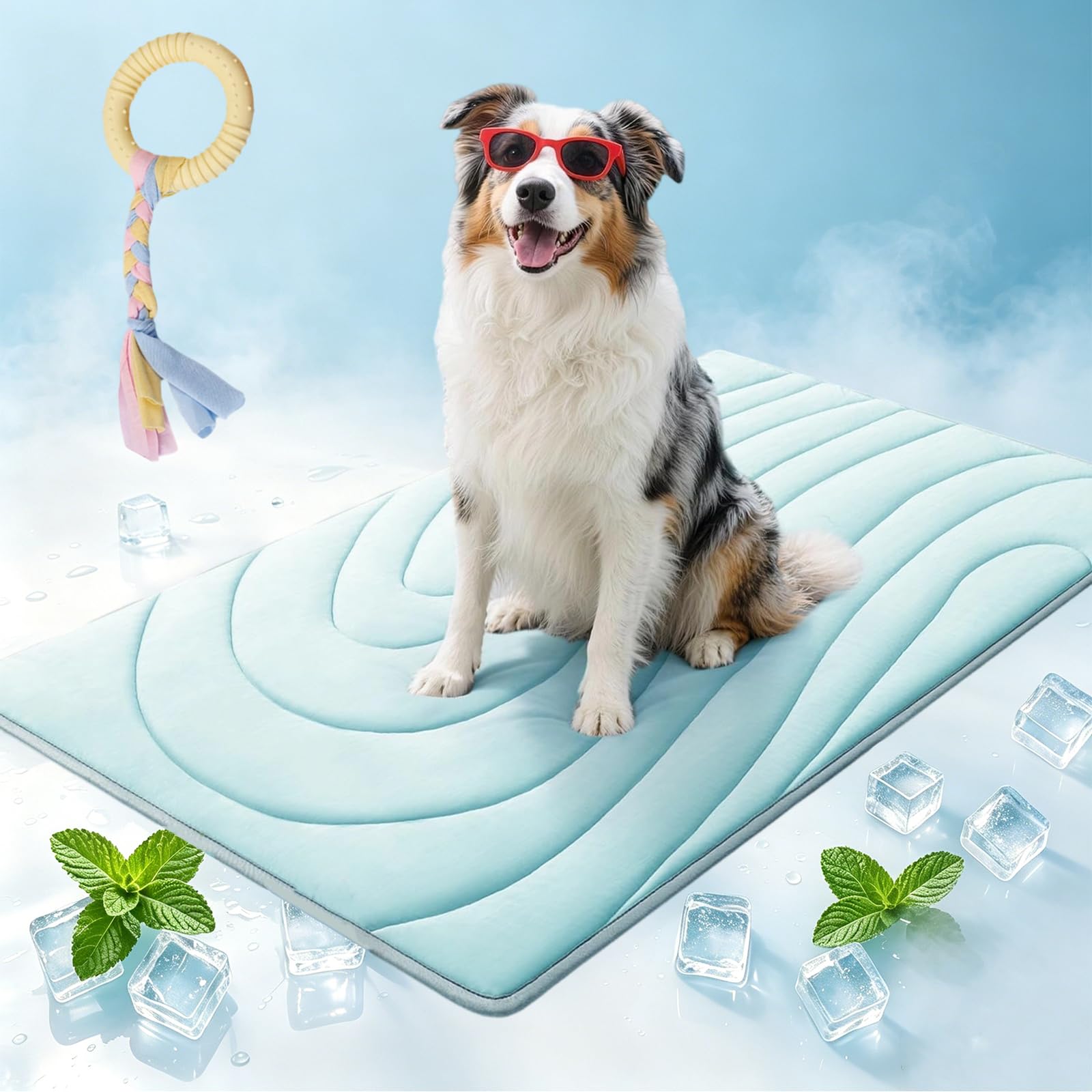 2026 New Cooling Mat for Dogs, Self Cool Dog Bed Mats with Ice-Silk Polyester, Non Gel, Non-Slip Washable Pet Cooling Pad for X-Large, Summer Indoor Outdoor Floor ，Blue：L-122 * 71cm