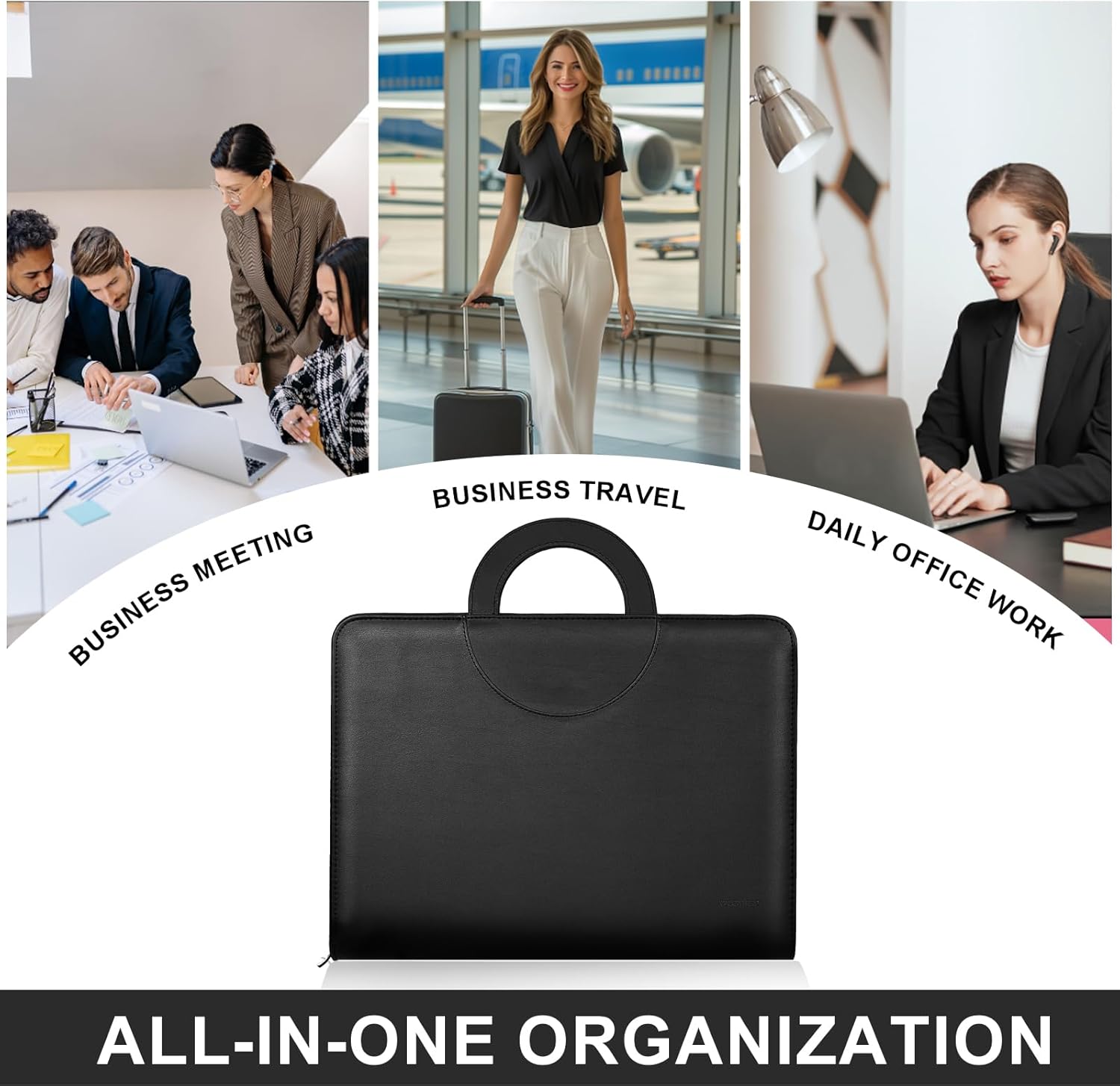 Leathario Portfolio Binder, Includes 5 Folder Index Dividers, 13 Inch Tablets Organizer with Handle, Vegan Leather A4 Padfolio, Multi-Pocket Notepad Business Planner Professional Document - Image 8