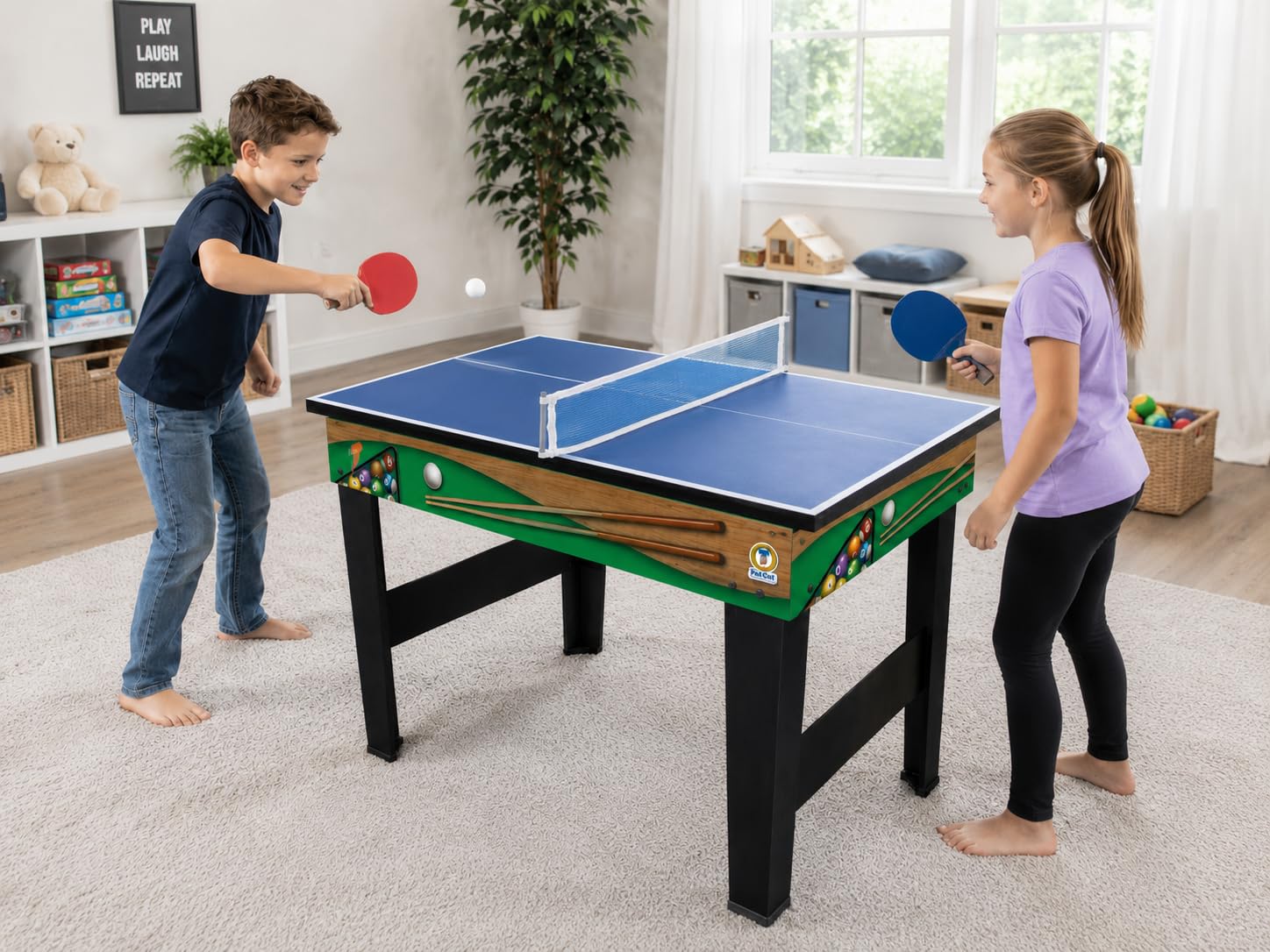 Teorema Giocattoli - Table de Jeu 4 en 1 en Bois, Football, ping-Pong, air Hockey, Billard, Dimensions 96 x 86 x 68 cm, 67359
