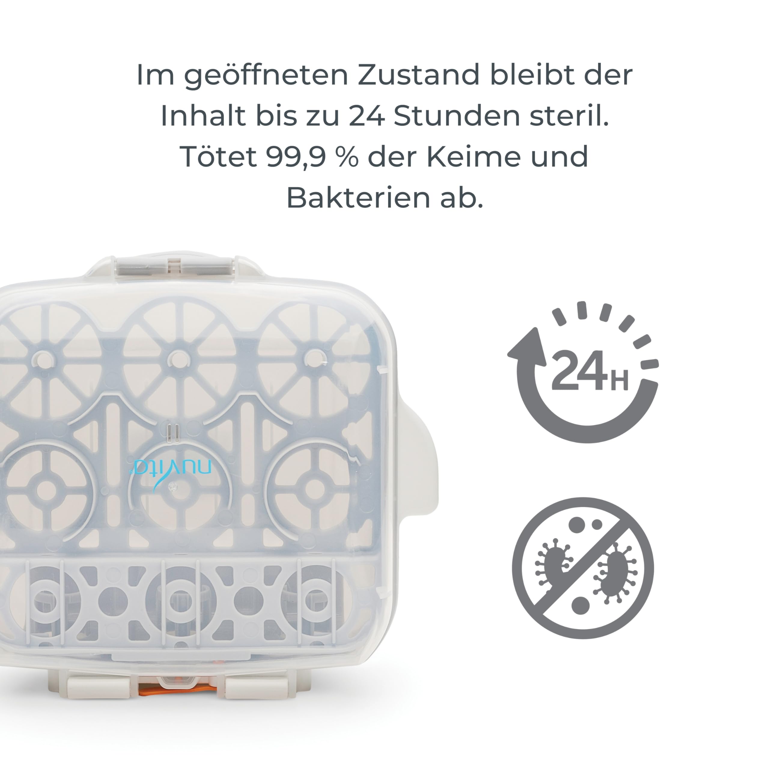 Nuvita 1085 Sterilizzatore a Vapore Microonde – Per biberon, ciucci ed accessori - Sterilizza fino a 3 biberon in 2 minuti – Compatto e portatile - Senza BPA nè Ftalati - Marchio EU