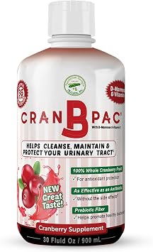 Nutritional Designs Cran-B-PAC Cranberry Supplement, UTI Prevention, Urinary Tract Health for Women Cranberry Concentrate Liquid with Vitamins, Natural & Non GMO, 36mg PAC Per oz, 30 Oz Bottle