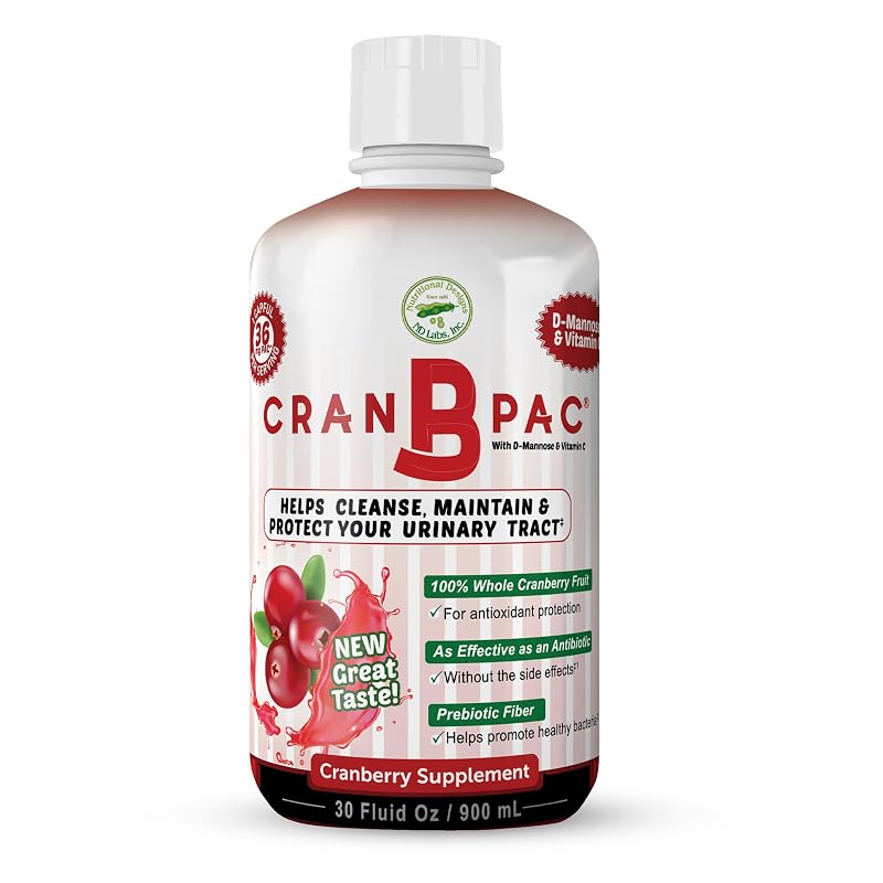 Nutritional Designs Cran-B-PAC — suplemento de cranberry líquido com vitaminas, 36 mg de PAC por 29,57 mL, 887 mL