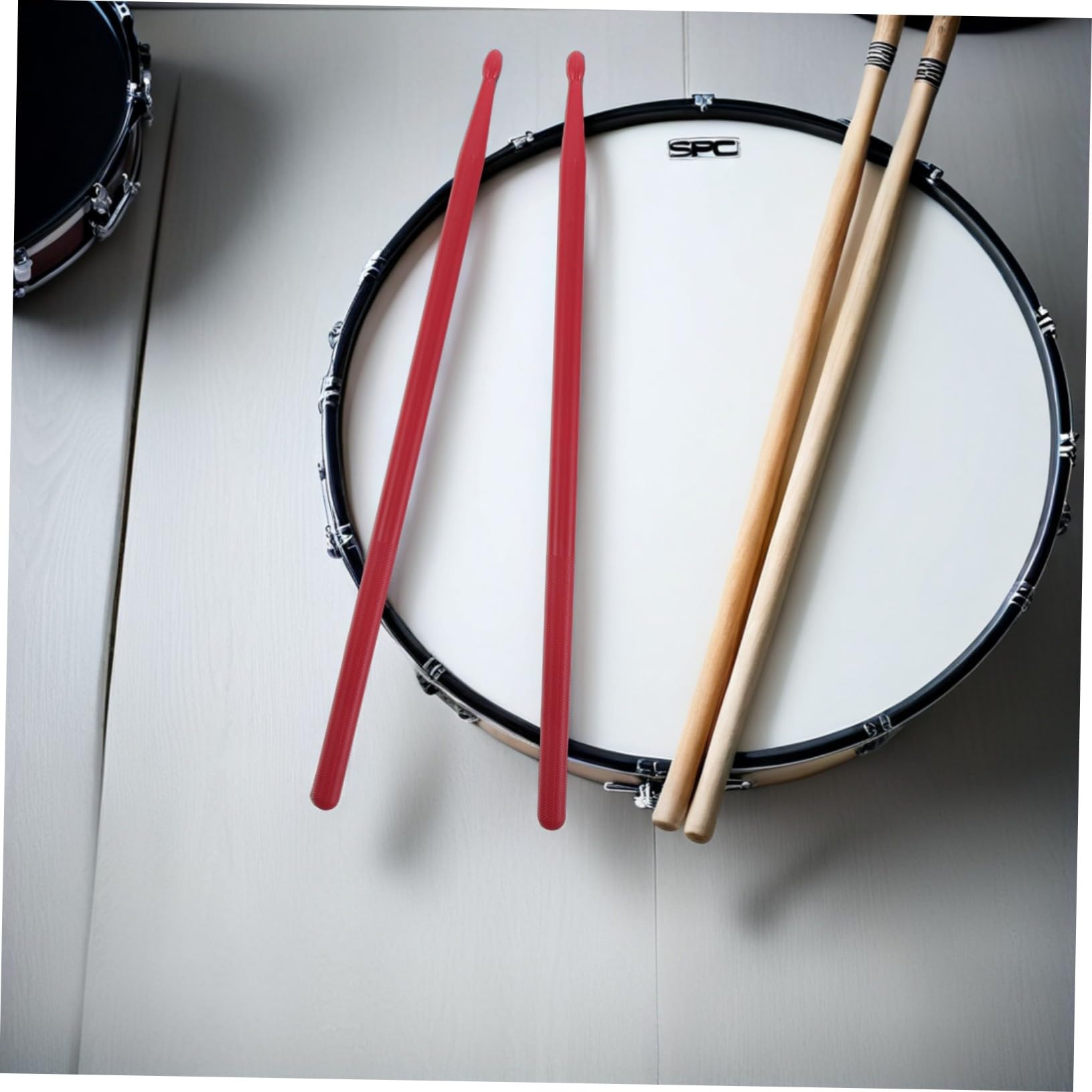 Kit de Baquetas para Batería con Funda Roja Antideslizante y Accesorios de Nylon y Madera, Adecuado para Músicos Profesionales y Principiantes en Jazz y Blues