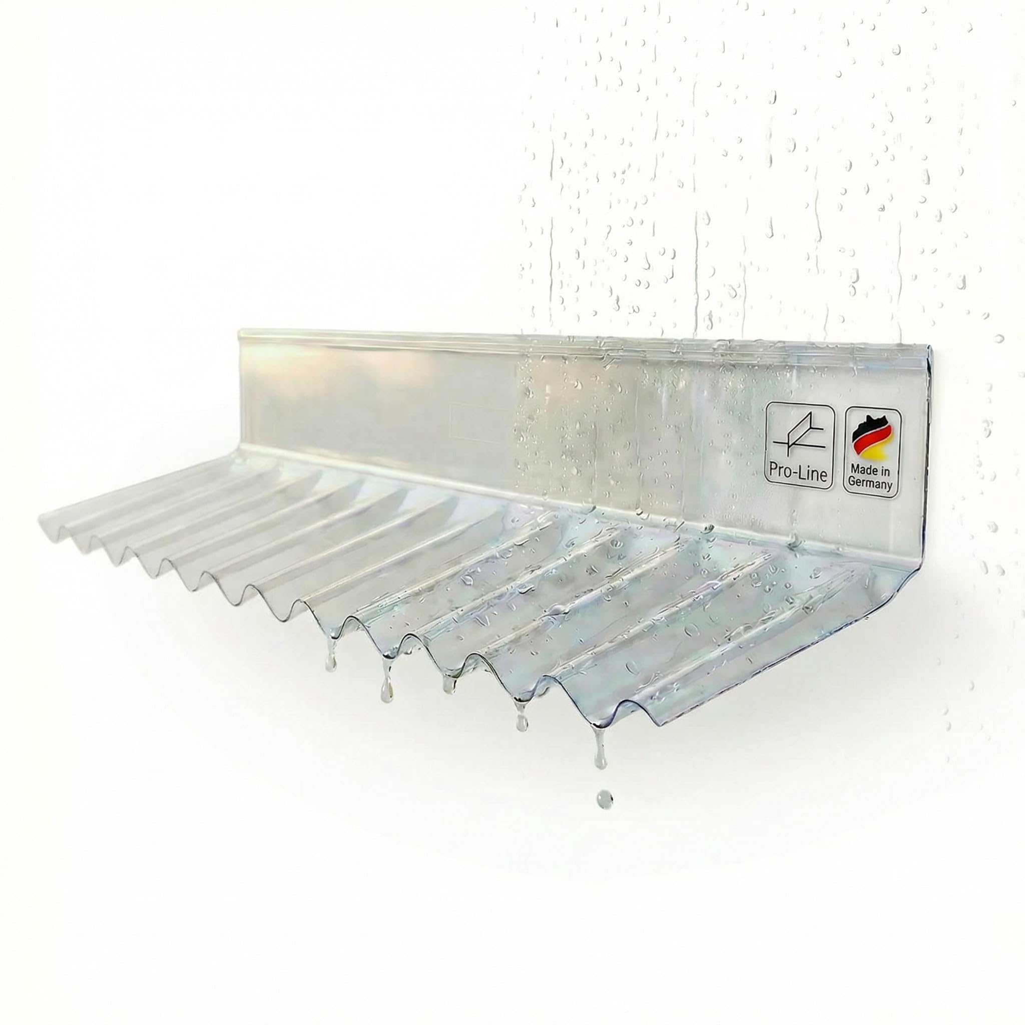 Wandanschlussprofil PVC PRO-Line Sinus Wellplatte 76/18 in glasklar - PROFI QUALITÄT Länge: 1100 mm Profilseite: 245 mm Glatte Seite: 130 mm Maueranschluss, Dachabschluss für Wellblechplatten
