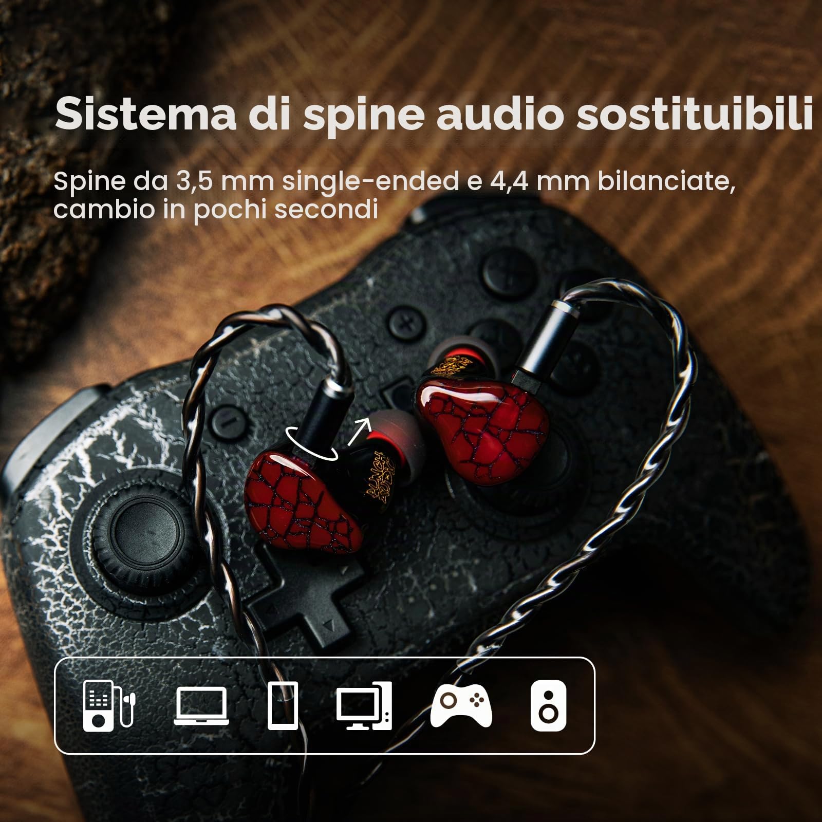 Linsoul Punch Audio Martilo In Ear Monitor,Cuffie IEM per Basshead con Driver Ibrido 1Planar+2BA+2DD,Auricolari HiFi Cablati, Cuffia Cablata di Precisione per Monitoraggio EDM Hip-Hop