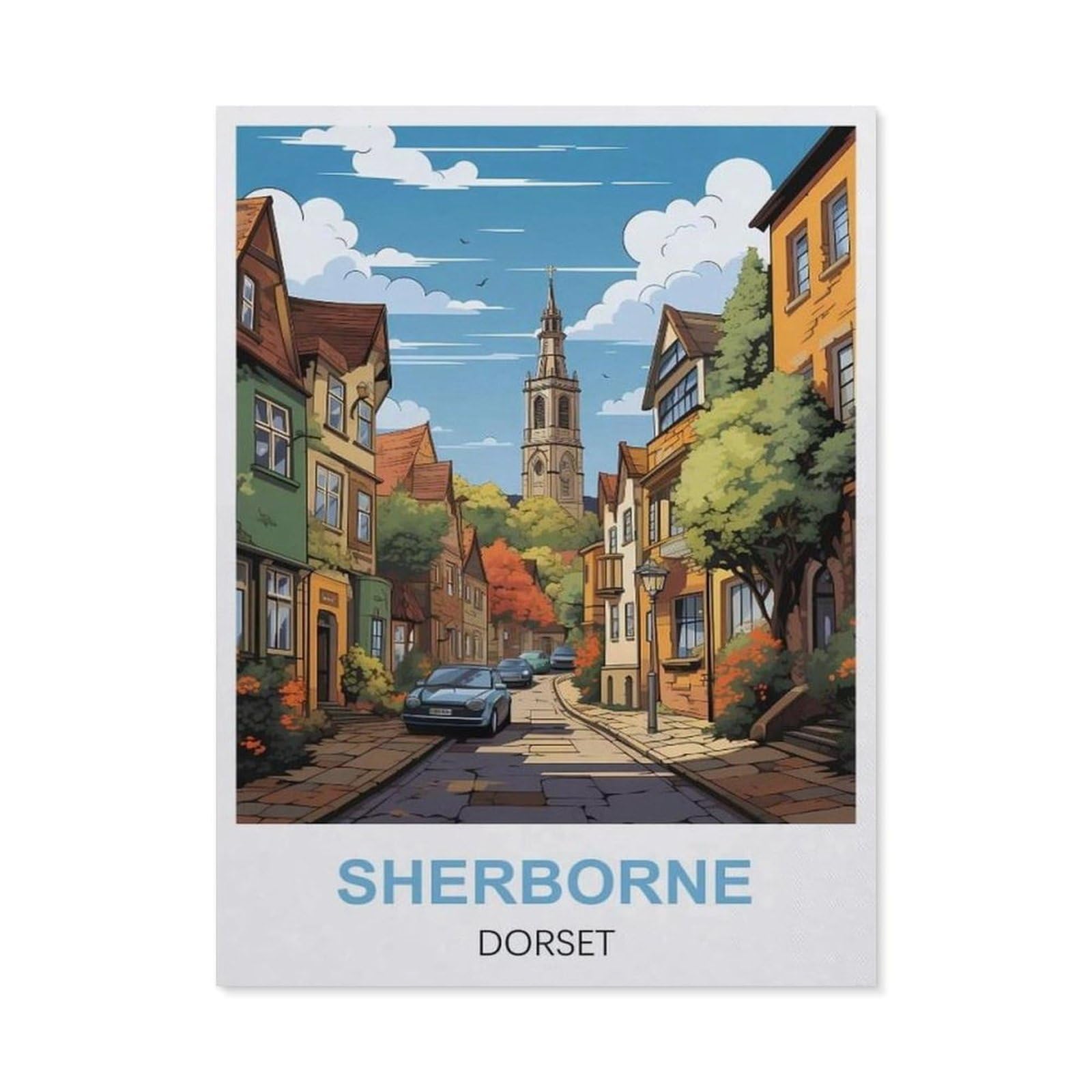 Vintage Wall Decor Metal Poster Plaque，Sherborne Dorset(15x30cm）