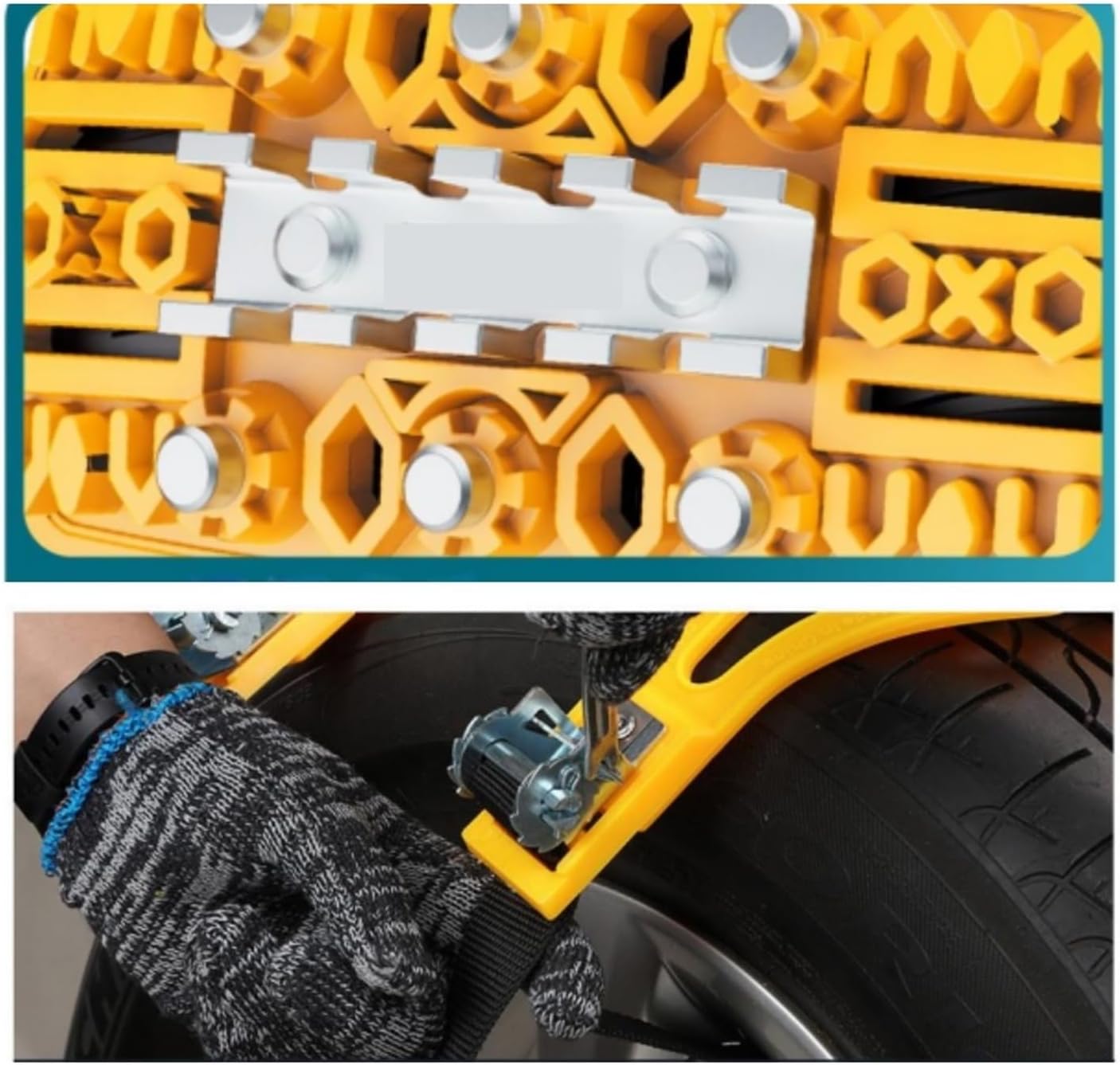 Snow Chains Car Winter Tires Urethane Band Truck ATV Motorcycle Anti-slip Chain Off-road Wheels Anti-skid Wheel Belts(6PCS-Black)