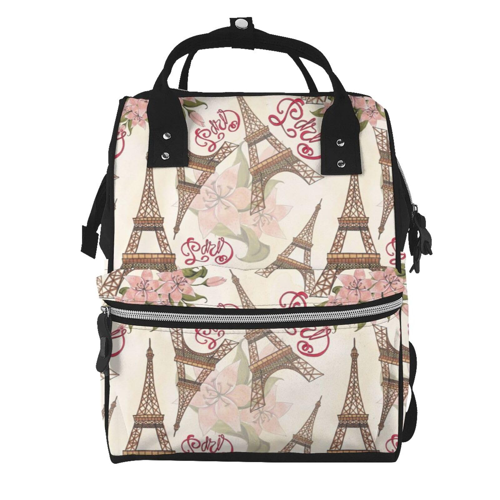 Sac à dos Tour Eiffel avec fleurs pour ordinateur et à langer multicolore - 7