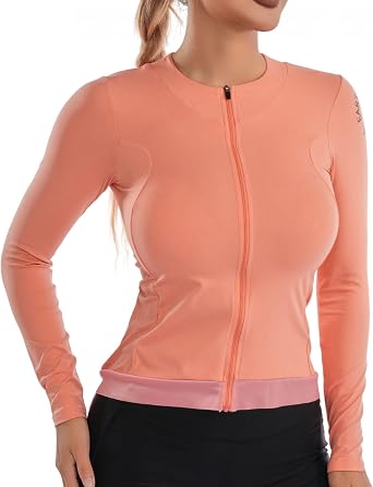 Wulibike Women Long Sleeve Cycling Jersey,Bike Shirt Thermal Bicycle Top | Slim Fit,Soft Milk Silk Fabric,4-Way High Stretch,3 Back Pockets + 1 Zipper Pocket,Breathable,Anti-Slip Hem,Reflective