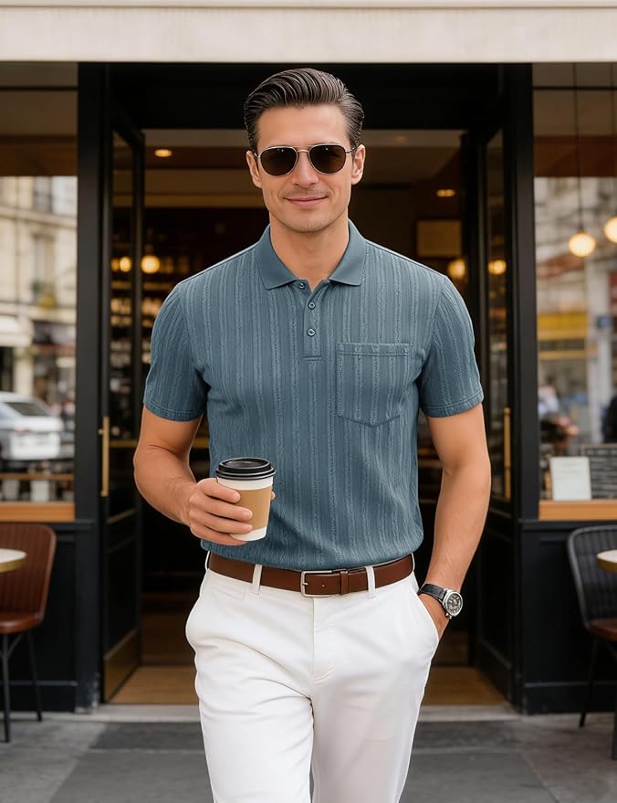 Polo para hombre manga corta con bolsillo miniatura 4