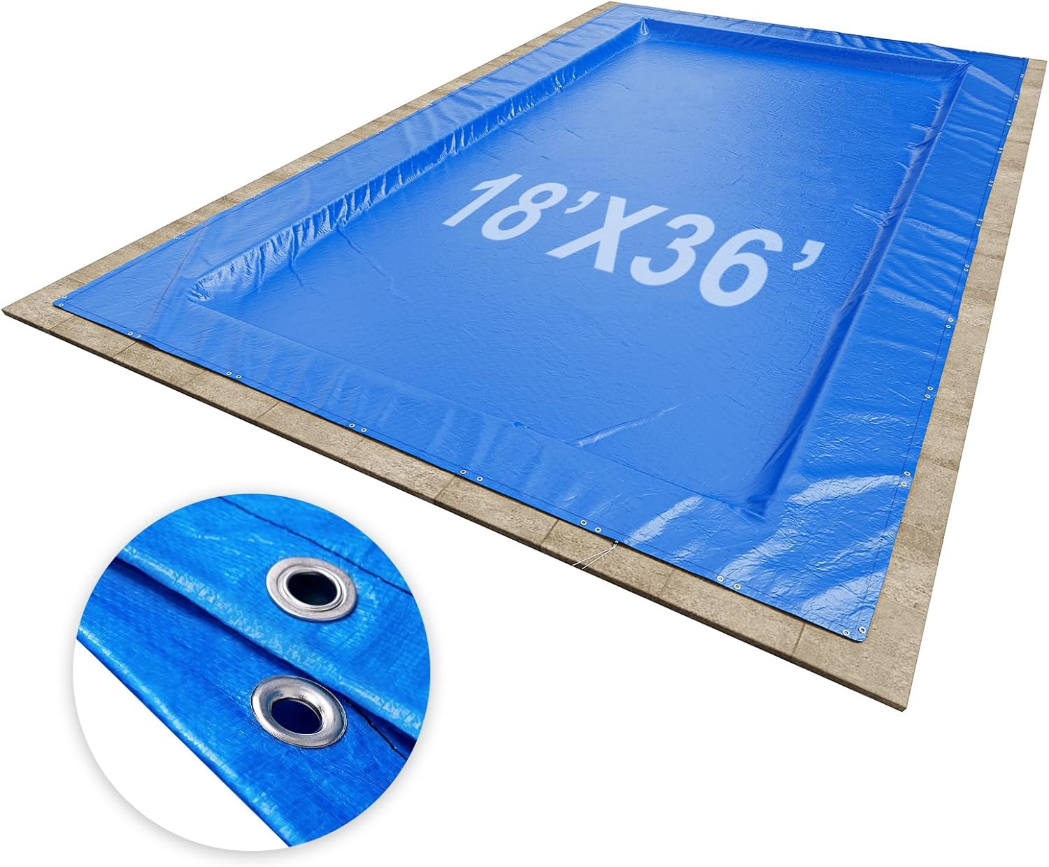 Future Way 18 x 36 FT Pool Covers for Inground Pools, Rectangular Winter Pool Cover, Heavy Duty Swimming Pool Covers with Superior Strength & Duability, Cold & UV Resistant, Blue