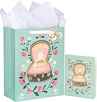 Vista 10 de WRAPAHOLIC Bolsa de regalo de boda grande de 13" con tarjeta y papel de seda - Copa de champán y Cheers