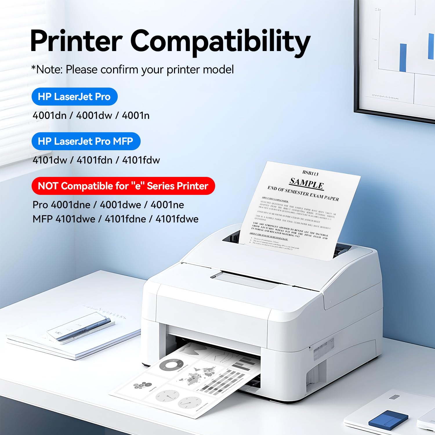 148A Toner Cartridge with Chip Black 2-Pack High Yield Replacement for HP 148A W1480A 148X W1480X Compatible with HP LaserJet Pro MFP 4101dw 4101fdn 4101fdw 4001dn 4001dw 4001n Printer Ink 4001 4101 e