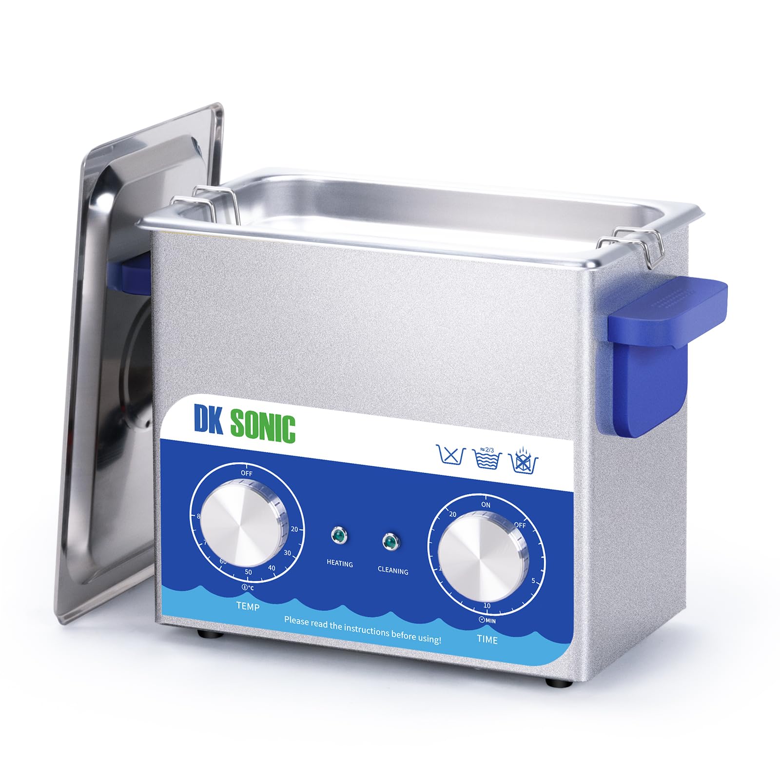 DK SONIC Ultrasonic Cleaner,3L 120W Ultrasonic Jewelry Cleaner with Heater& Mechanical Timer,Sonic Cleaner for Cleaning Jewelry,Eyeglasses,Coins(