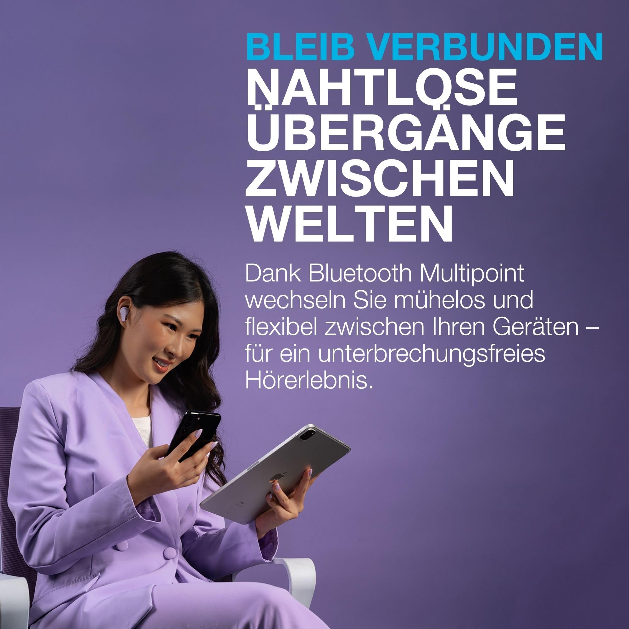 JLab Go Pods ANC In-Ear Kopfhörer Bluetooth mit Noise Cancelling - Kabellose Earbuds mit 26+ Std. - Hybrid-Geräuschunterdrückung, Multipunt, IP55, Sound per App einstellbar, klare Anrufe, Schwarz