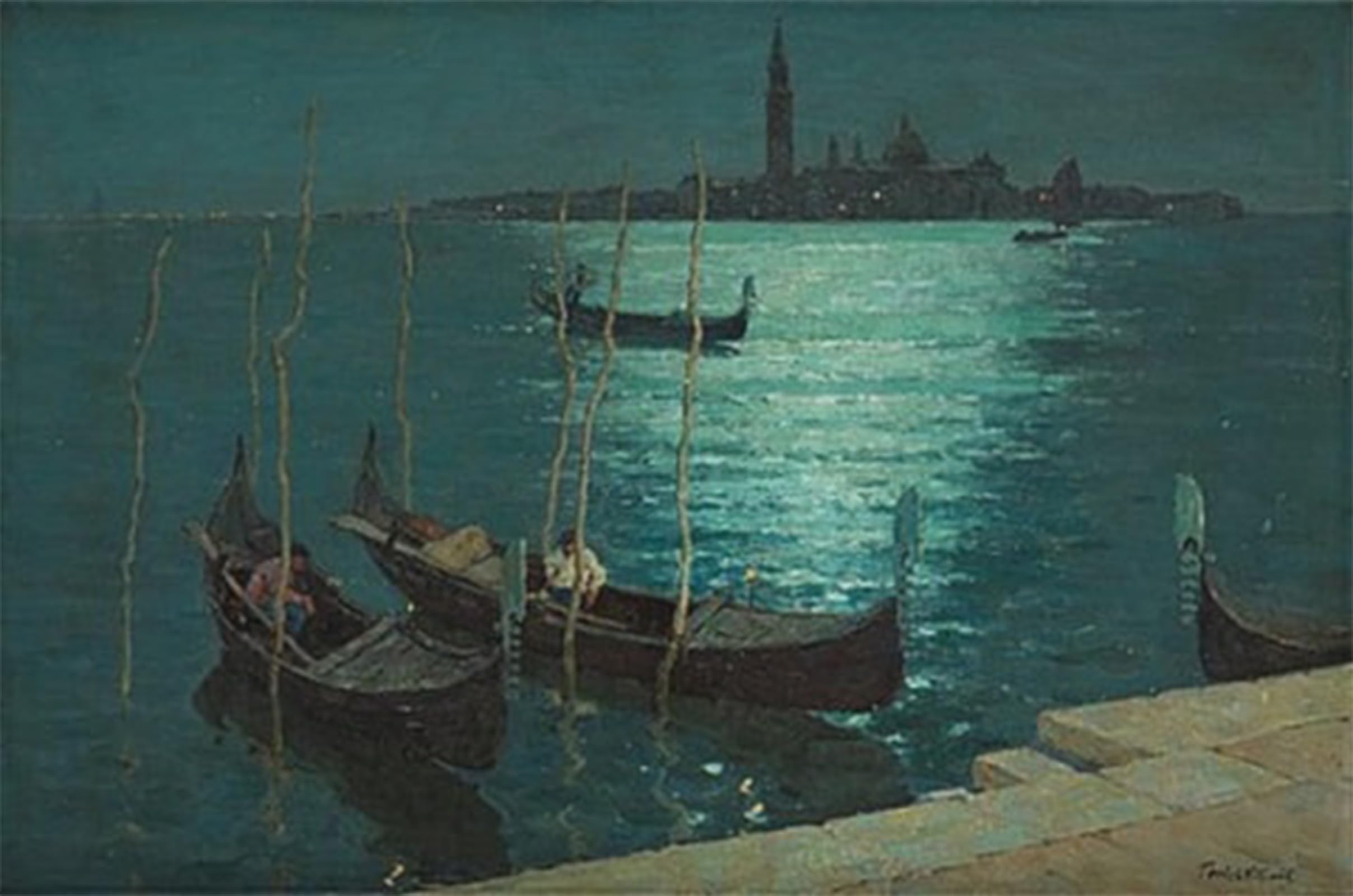 Pared impresiones lienzo Moonlight Venice para cubrir espacios vacíos 5