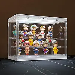 Naconmlet Vitrine De Acrílico Transparente Para Miniaturas E Funko Pop - Com Iluminação Led, À Prova Poeira, Prateleiras Removíveis, Vitrines Empilháveis, Mini Brinquedos Colecionáveis