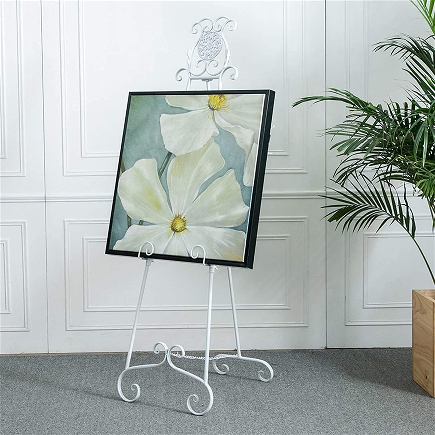 SXFYWYM Wedding Welcome Display Stand, Retro Carved Wrought Iron Phase Frame Poster Billboard Floor-standing Bracket for Various Activities for Artist Painting, Sketching, Poster, Canvas Display