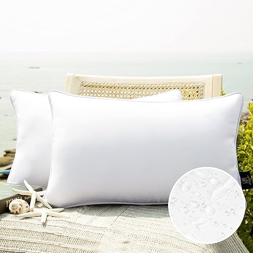 Vista 25 de Phantoscope Paquete de 2 fundas de almohada decorativas para exteriores, impermeables, sólidas, decorativas, cuadradas, para exteriores, patio, Café