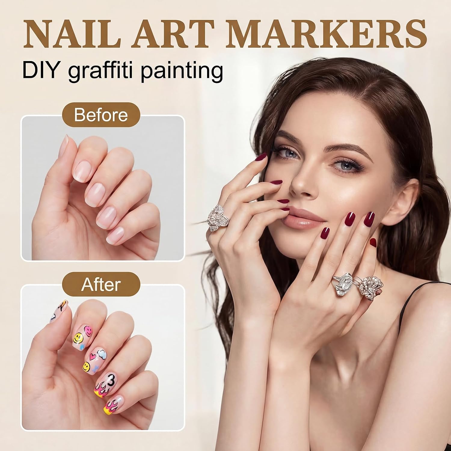 Nail Art Pens 12 Colors Waterproof Quick Dry, 0.5mm Fine Tip for DIY