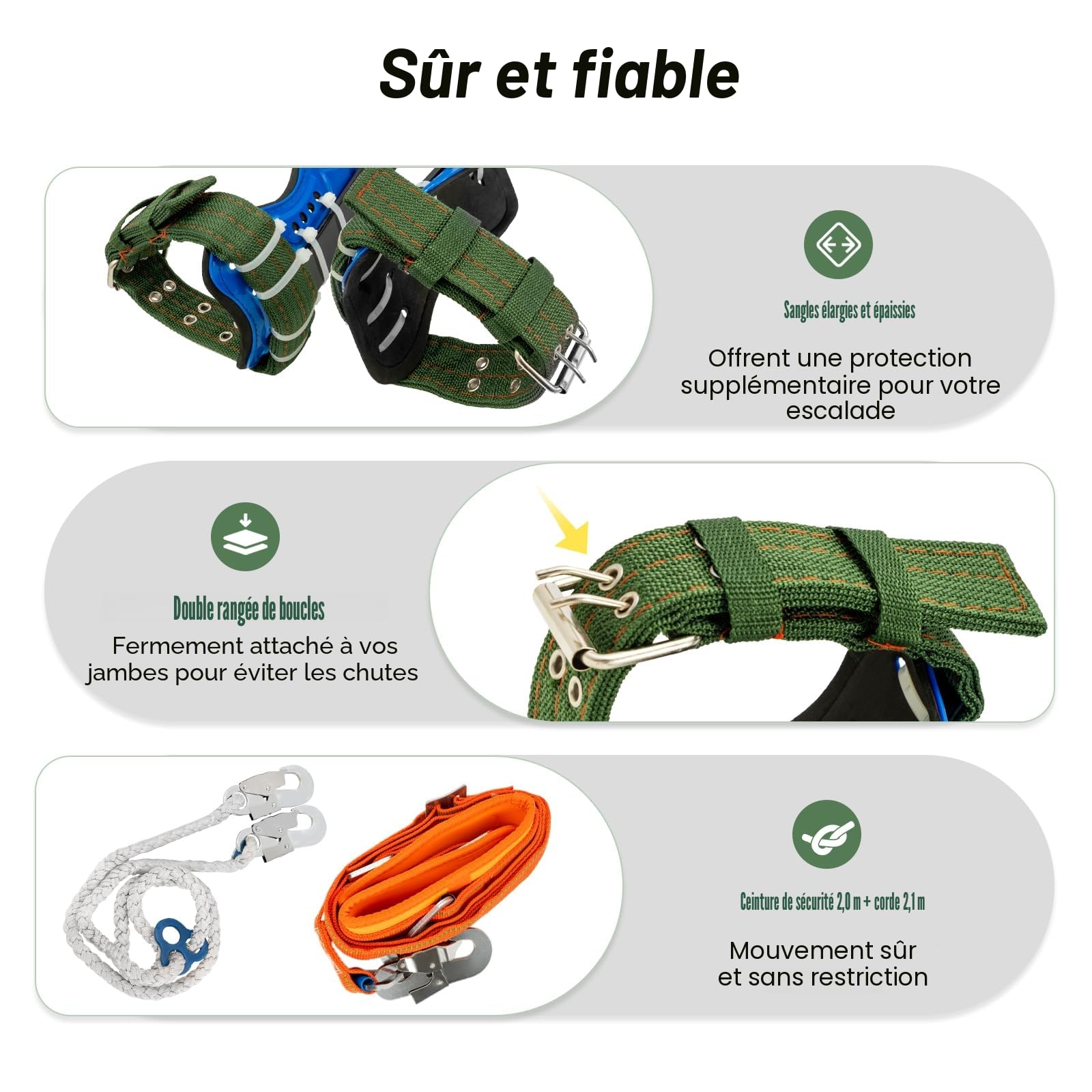 Ensemble d'équipement pour l'escalade d'arbres, crampons pour escalade d'arbres, crampons, aide au sauvetage, pointe pour l'alpinisme, escalade d'arbres