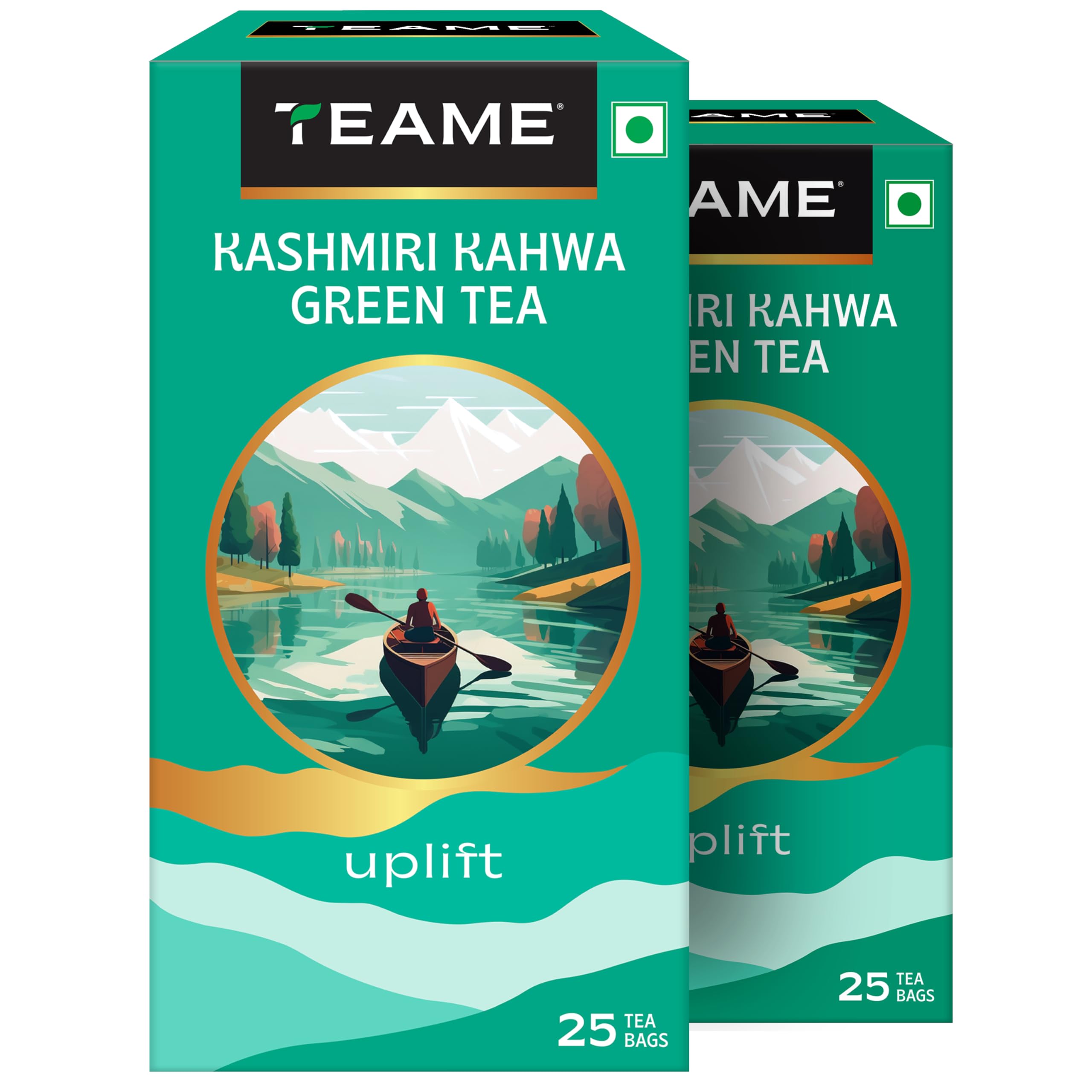 TE-A-ME Green Tea – Kashmiri Kahwa, 25 Bags (Pack of 2) | Kashmiri Kahwa Green Tea | Green Tea Bags 50 pcs