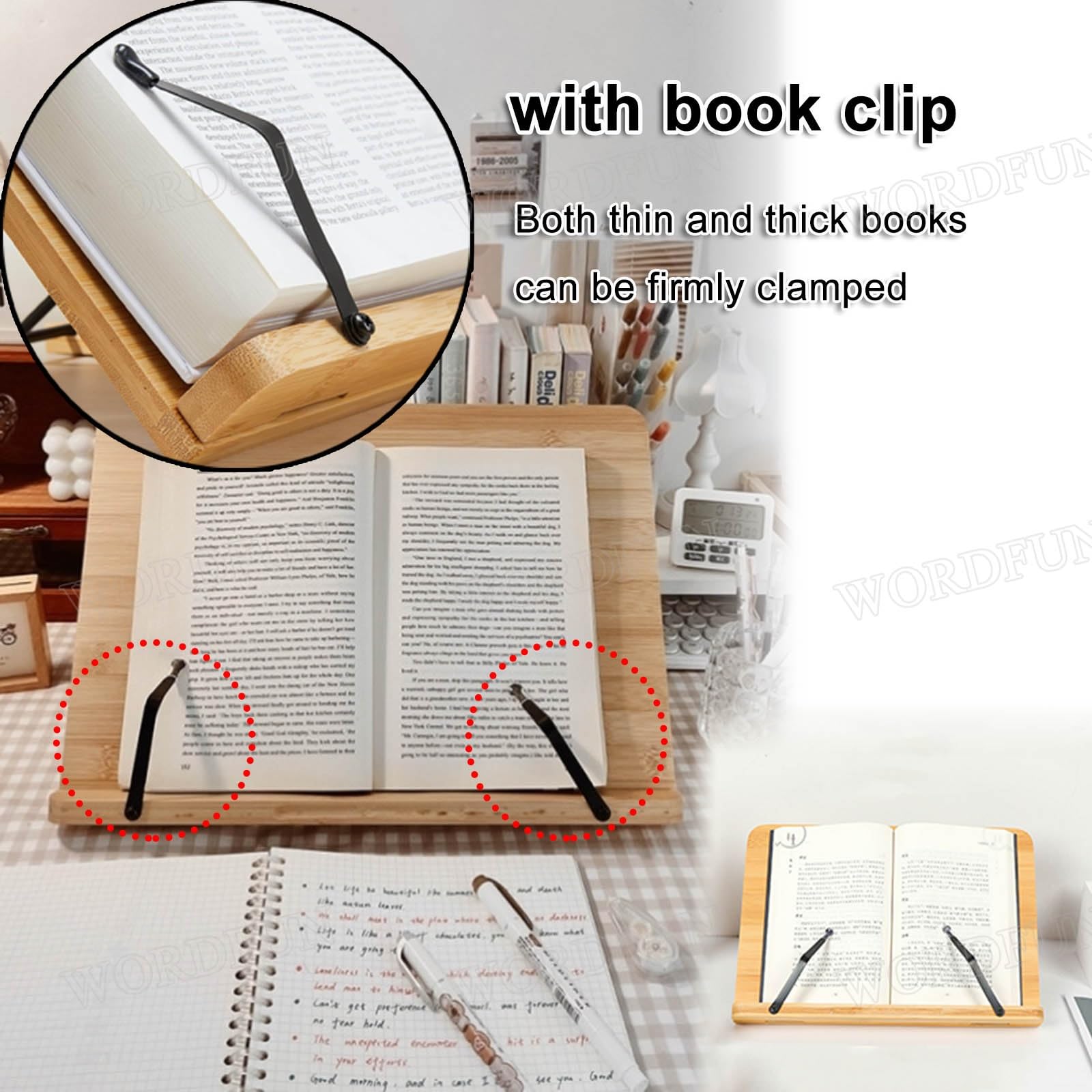 Atril de partituras Plegable Extra Estable de Doble Uso 2 en 1, Soporte para Libros de Escritorio portátil y liviano, Clip de partitura Ajustable