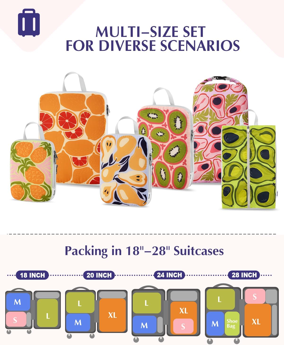 Gonex 6-Piece Compression Packing Cubes with Shoe & Laundry Bags image 5