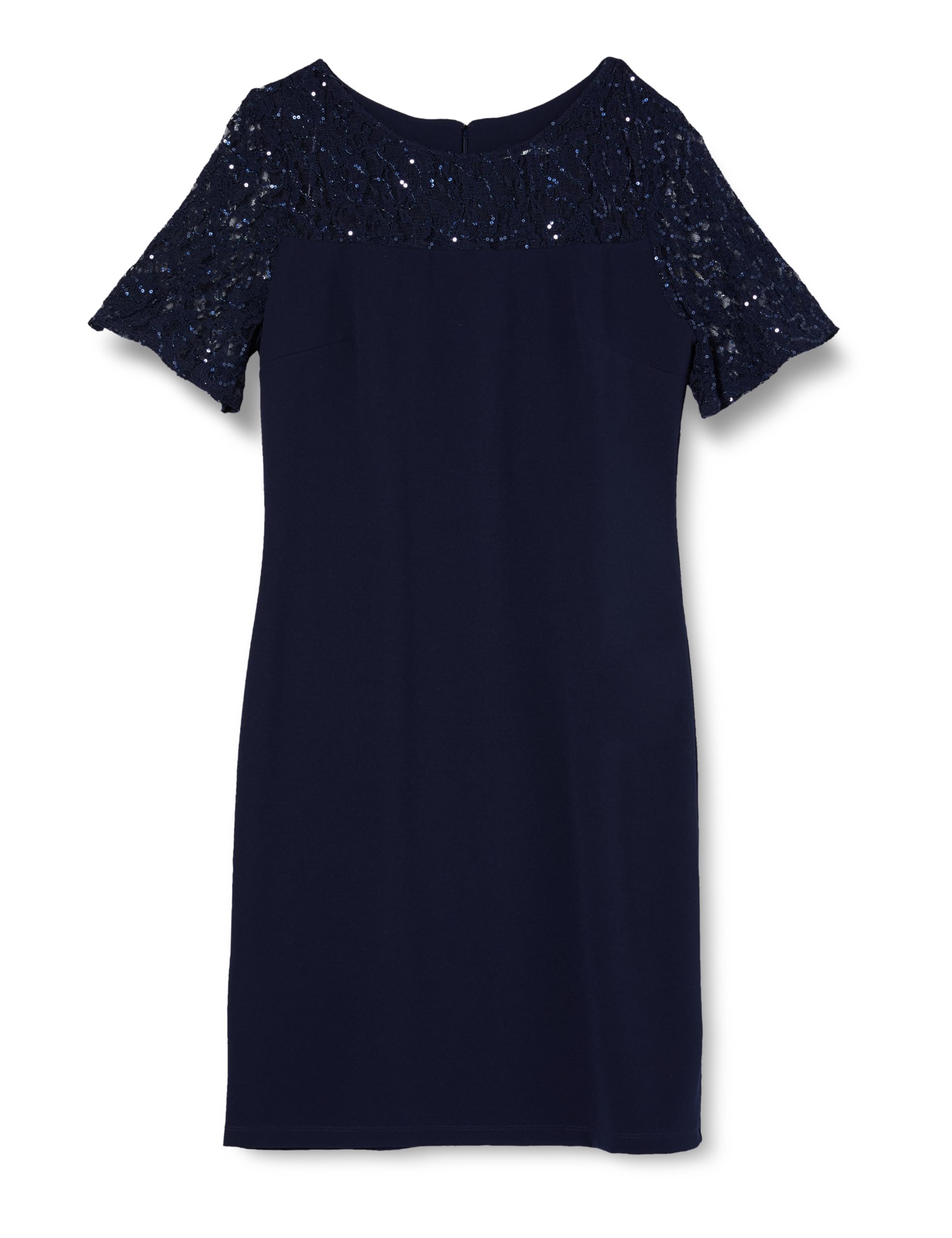Gina Bacconi Lace Cocktail Dress with Embroidered Yoke, Navy, 14