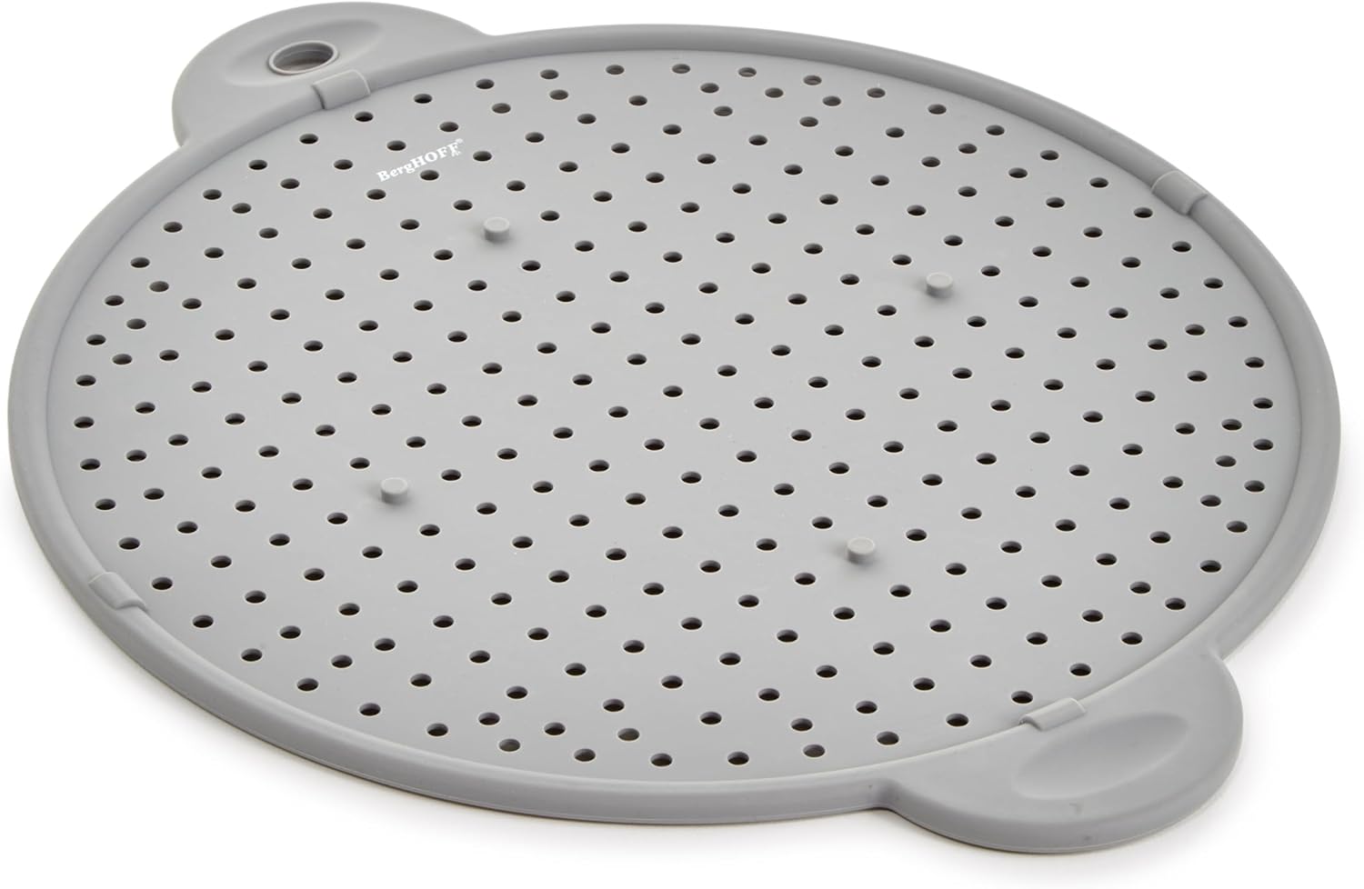 BergHOFF Essentials Heat-Resistant Silicone Splatter Screen 11", Multifunctional, Grease Straining, Cooling Rack, Prevent Burns, Grey