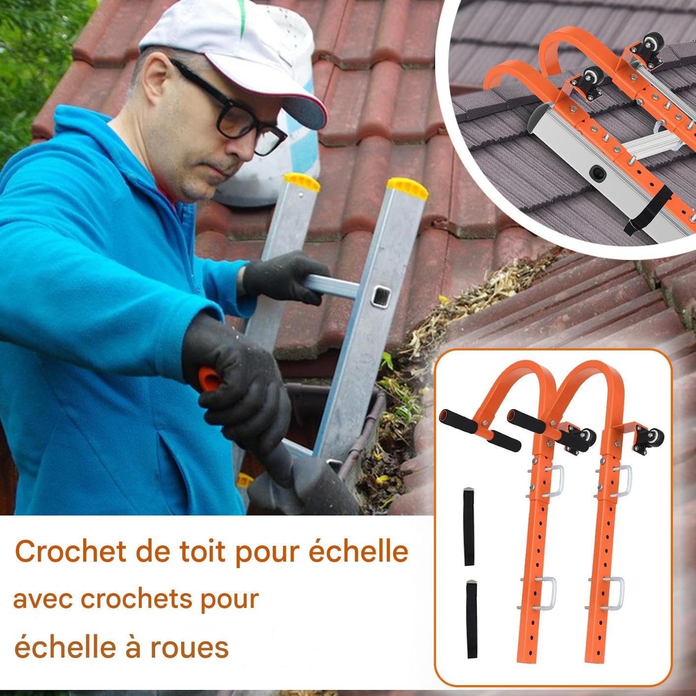 Fixation Crochet De Toit Pour Échelle Antidérapant Multifonction Réglable
