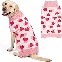 Vista 18 de KYEESE Suéter de San Valentín para perro, suéter suave de cuello alto para perro grande con estampado de lentejuelas de corazón, suéteres cálidos