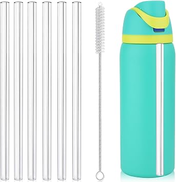 6PCS Replacement Straws for Owala Water Bottle 24 oz 32 oz,Reusable Tritan Straw with Cleaning Brush