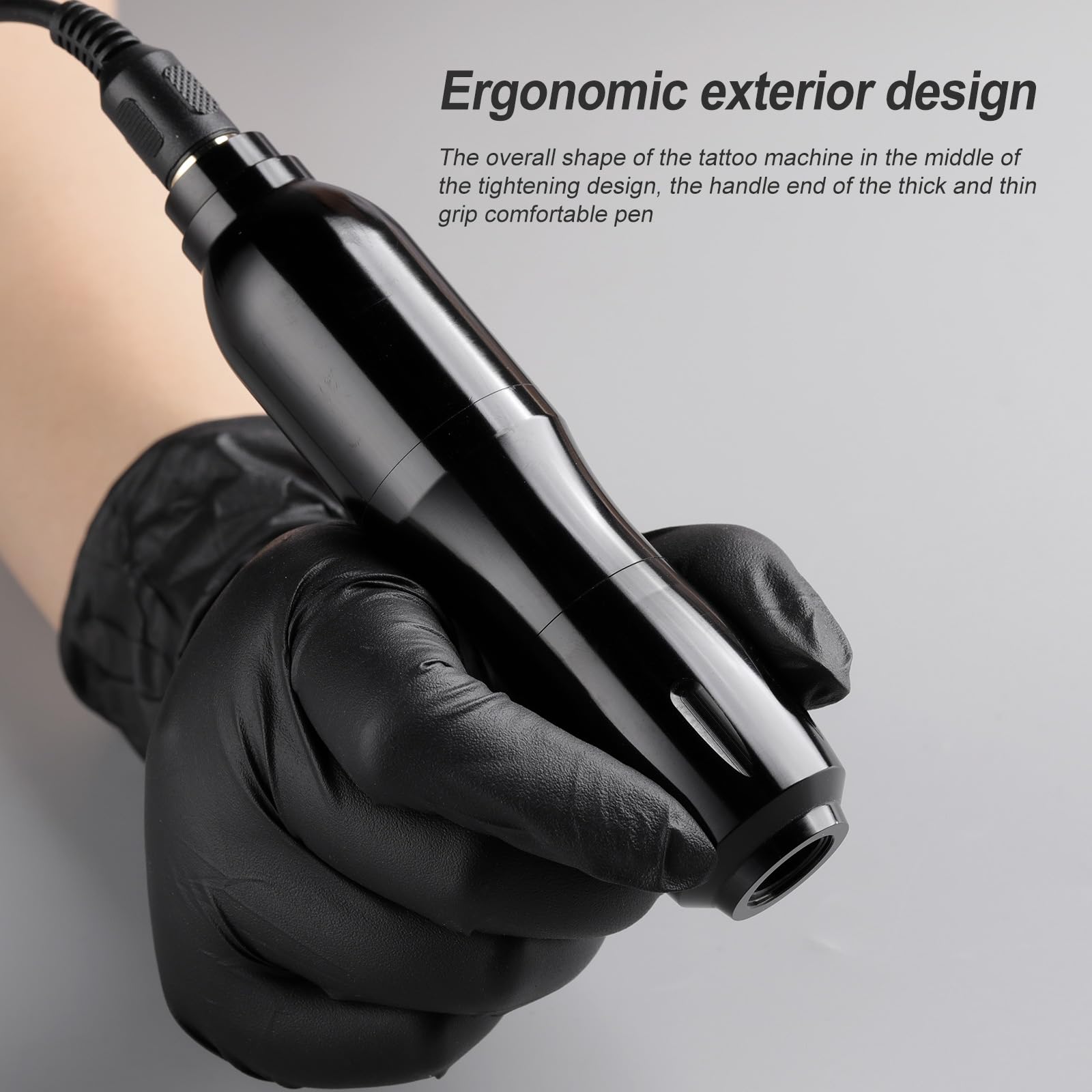 Macchina per tatuaggi rotativa con corpo in lega di alluminio e connessione RCA, macchinetta per tatuaggi con profondità dell'ago regolabile,Nero