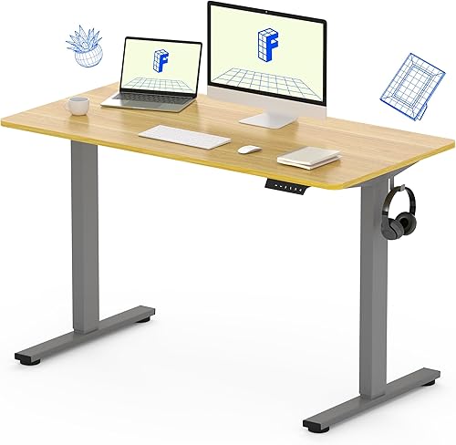 Miniatura 1 de FLEXISPOT Escritorio de altura ajustable de 48 x 30 pulgadas, escritorio eléctrico de pie de una pieza, escritorio de pie para oficina en casa