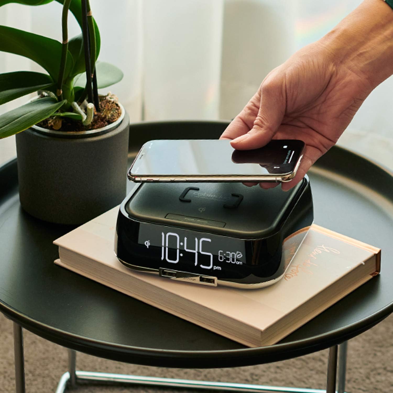 Blасk Frіdау - 50% оƒƒ Brandstand | CubieTrio | User Friendly & Convenient Charging Alarm Clock| Qi Wireless Charger | 2 USB Ports | 2 Tamper Resistant Sockets