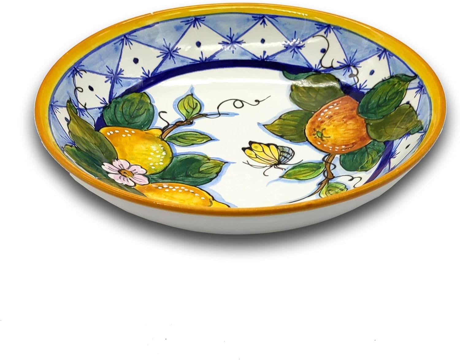 Italian Ceramic dinnerware set - Hand Painted kitchen Soup Bowls sets for 4 - Made in ITALY Tuscany - Italian Pottery dinner plates - Home Decor lemon Ischia Ceramics dishes set - Service For 4