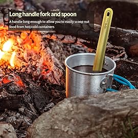 TiTo Titanium Long Handle Spork and Spoon Eco-Friendly Ultralight Portabale Flatware for Outdoor Camping Backpacking Hiking Travel Picnic Tableware with Bag (Bright Blue Spoon)