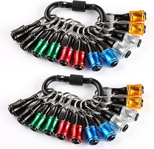 Katerk 24 llaveros portátiles con mango hexagonal de 14 pulgadas, clip para destornillador de impacto, broca de extensión de tuerca con mosquetón