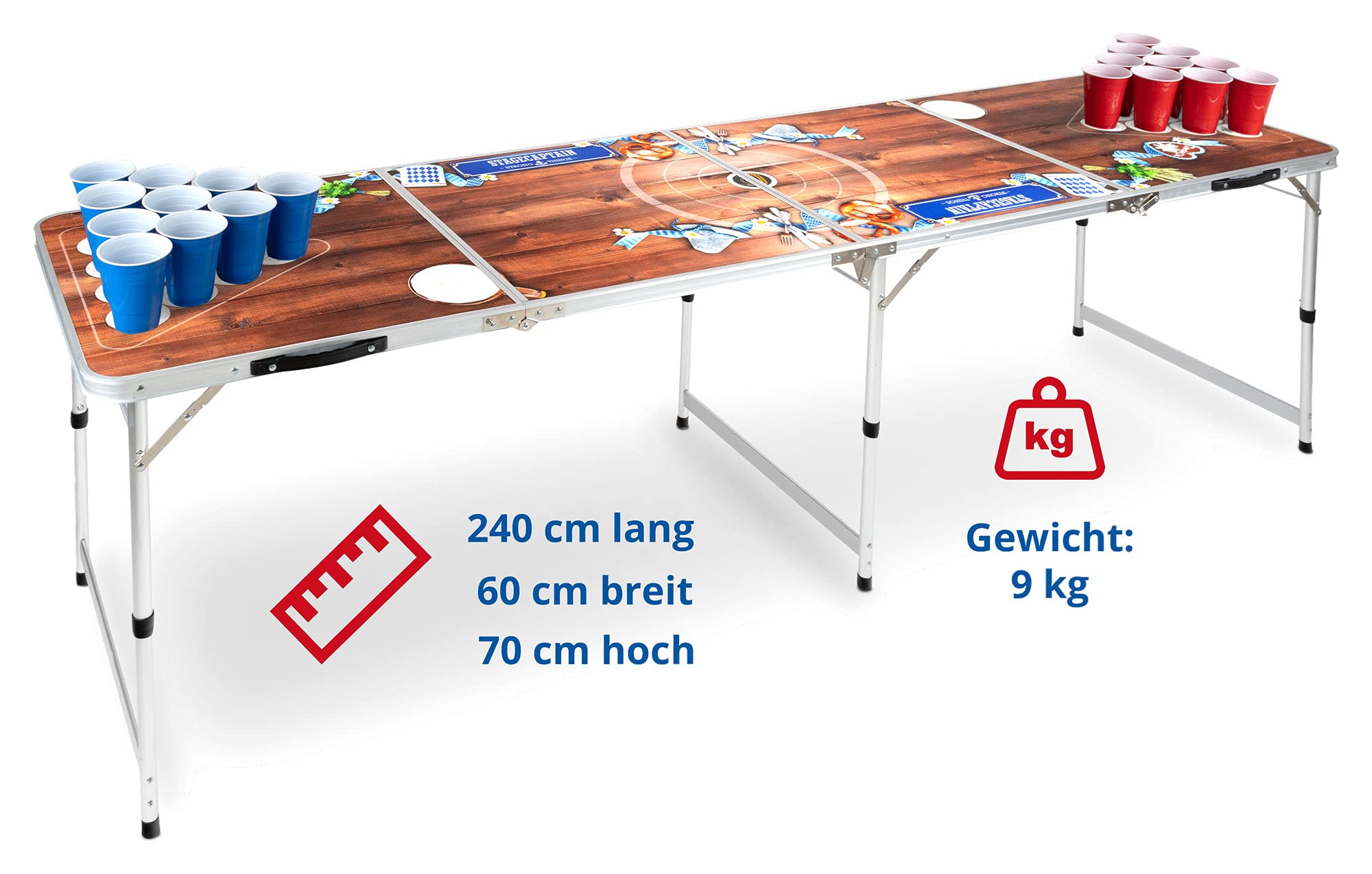 Stagecaptain Table Beer Pong Bavaria, Facile à Nettoyer, 6 balles de Jeu