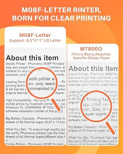 Miniatura 8 de Phomemo M08F - Impresora inalámbrica de plantillas de transferencia de tatuajes y papel térmico plegable con letras estadounidenses, tamaño 8.5 x 11