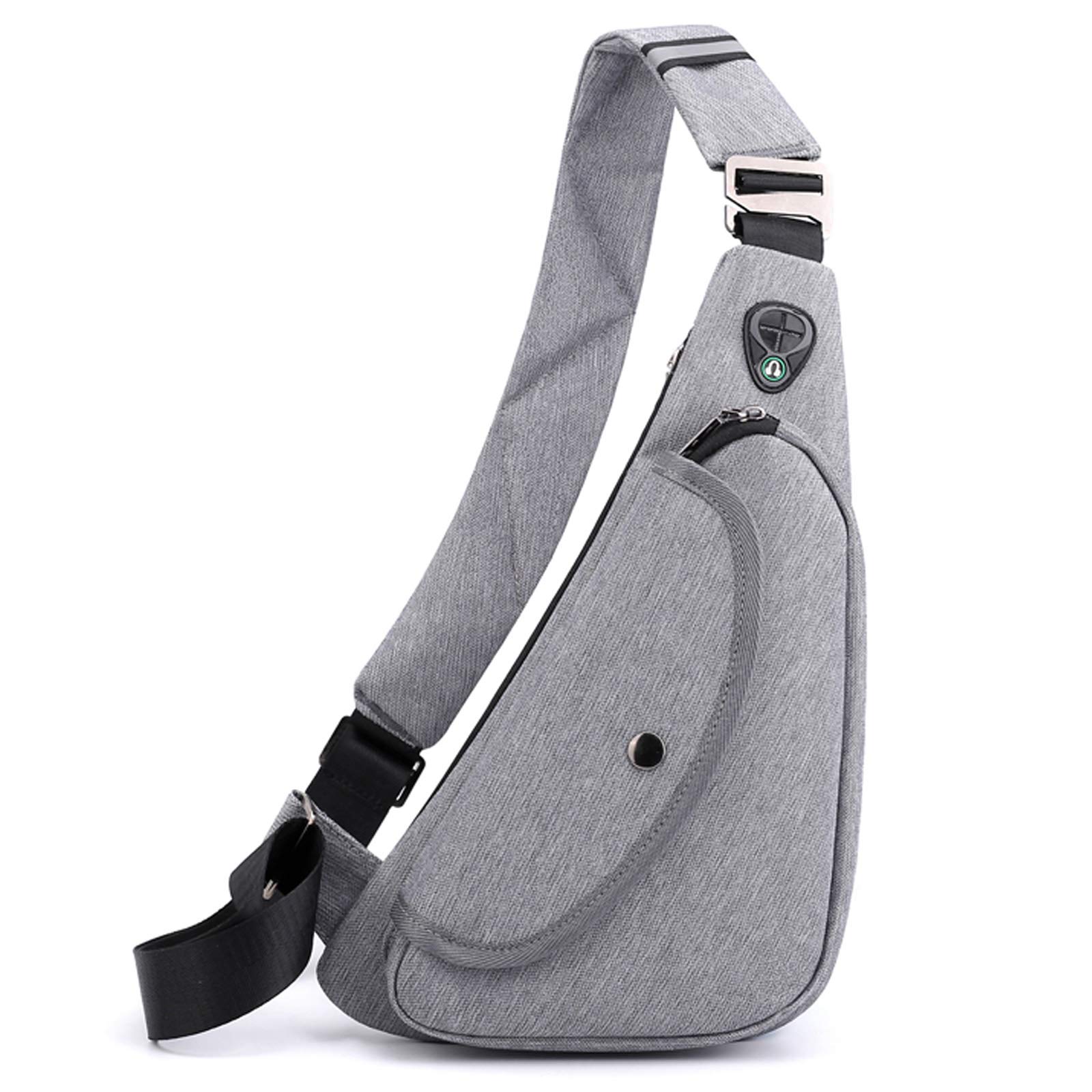 FANDARE Ultra-léger Sac de Poitrine Homme Sacoche Bandouliere Léger Sling Bag Garçon Sac d'Epaule pour Voyage Sport Randonnée Vélo Camping Excursion Sac Poitrine Gris A