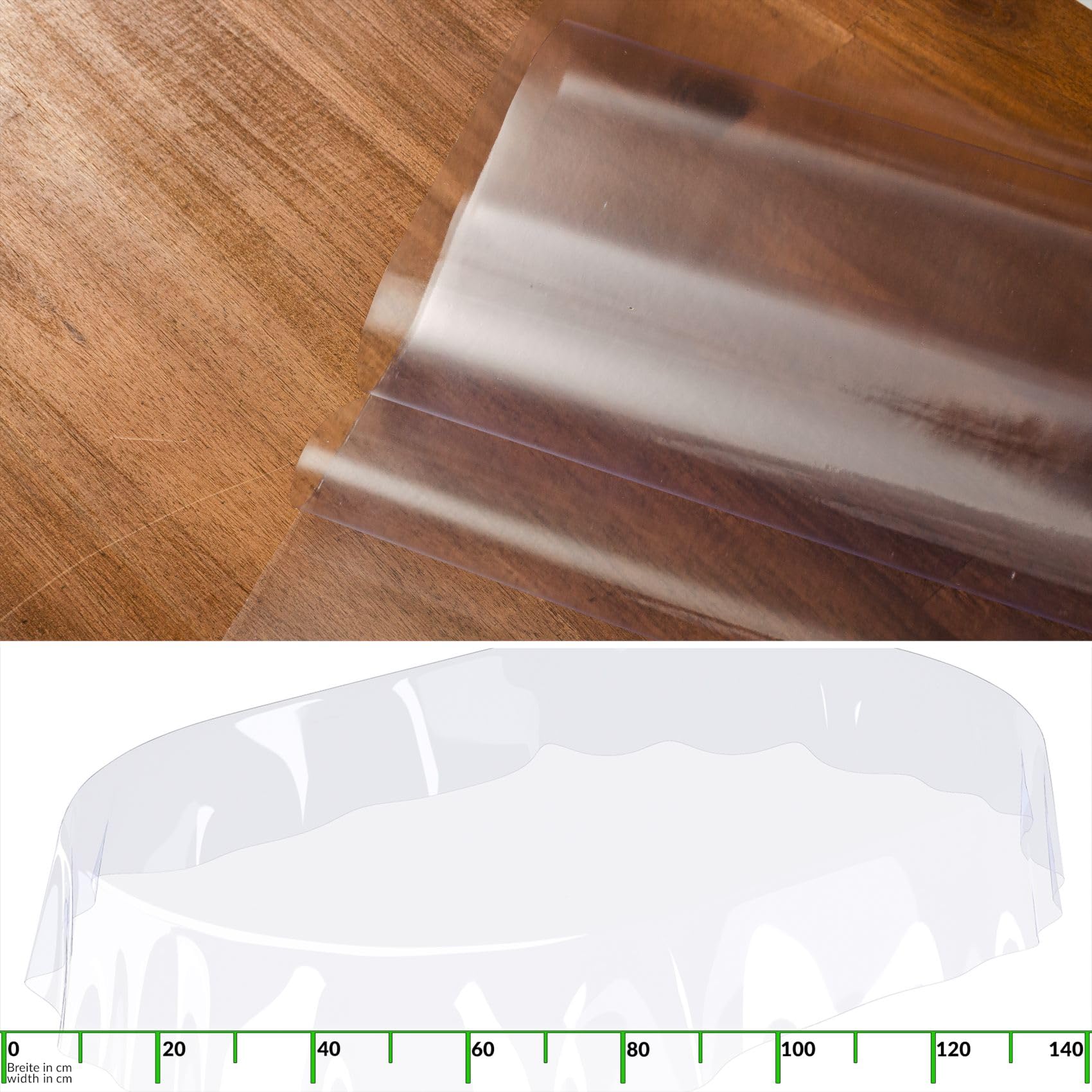 ANRO Marta - Mantel protector transparente (0,3 mm, ovalado, 280 x 140 cm), color beige