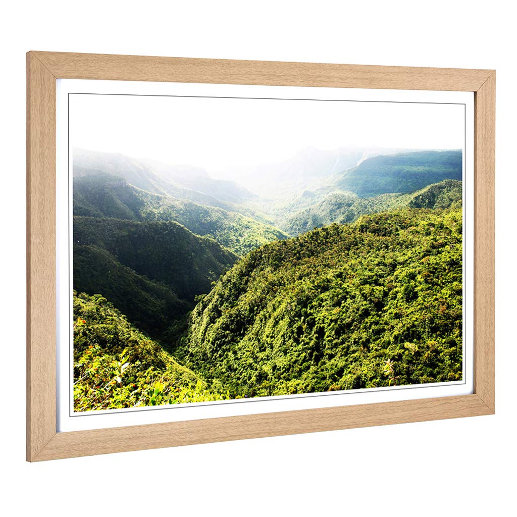 Big Box Art Framed Print of Landscape Mauritius Mountains Design | Wall Art Picture | Home Decor for Kitchen, Living, Dining Room, Bedroom, Hallway, Office, Oak, A2 / 24.5x18 Inch / 62x45cm