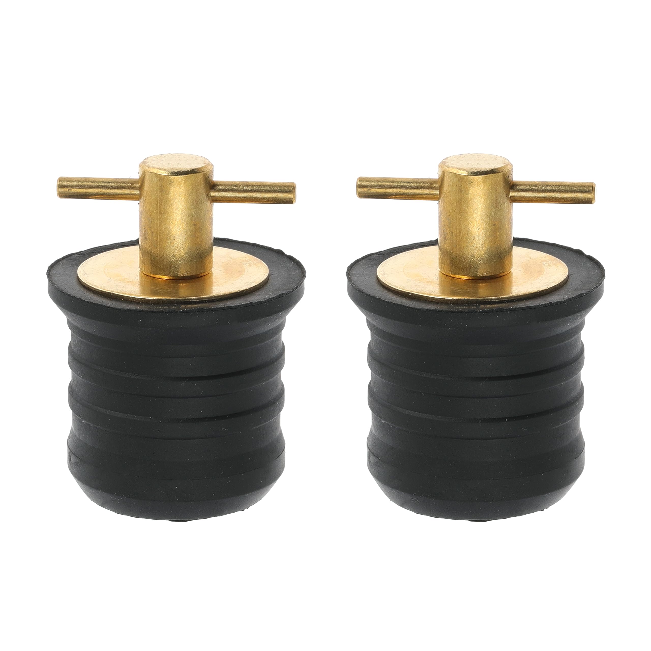 2 Pcs Boat Drain Plug with T Handle - Snap Rubber Plugs with Brass/Stainless Steel Handle - Marine Twist Accessories