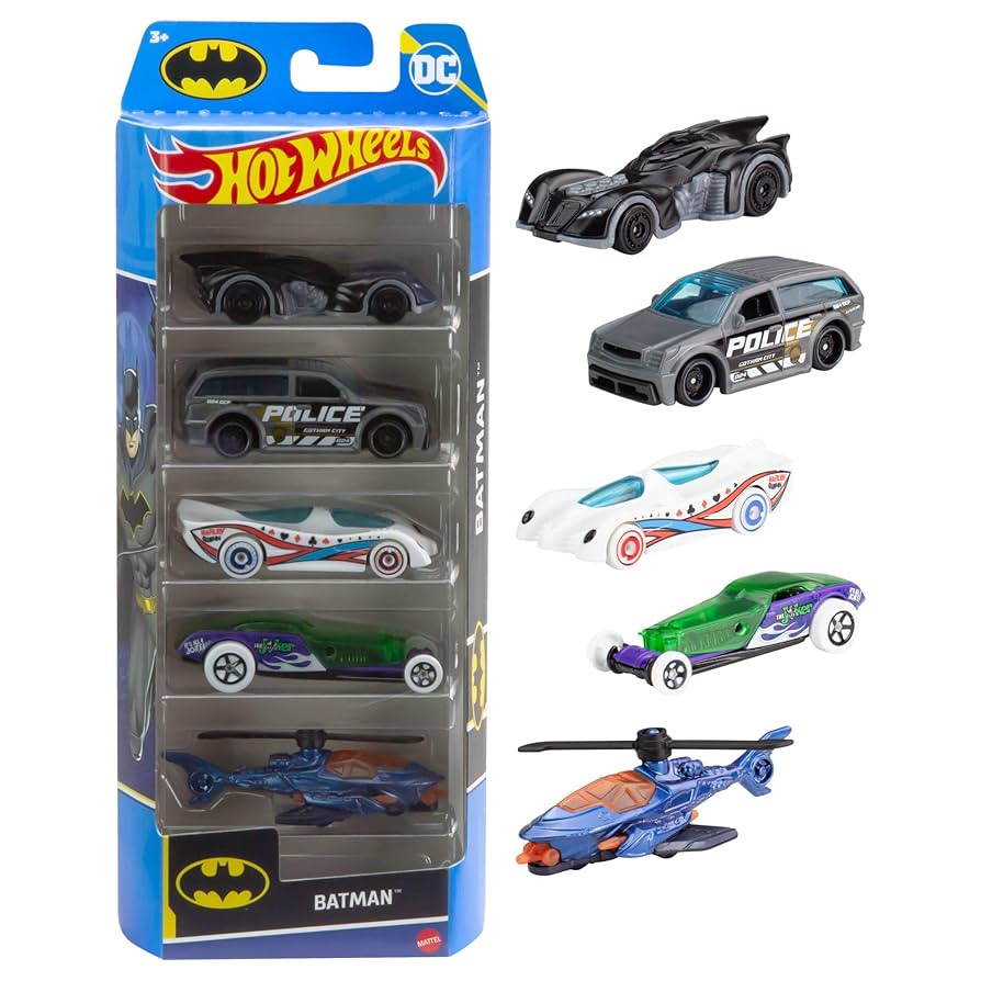 Hot Wheels 1/64 Scale 5 Piece Batman Style Car Set HXD61