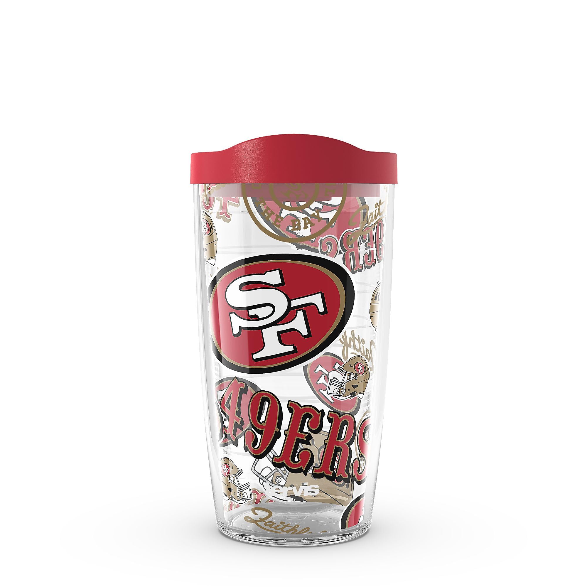 Tervis NFL® San Francisco 49ers - All Over Made in USA Double Walled Insulated Tumbler Travel Cup Keeps Drinks Cold & Hot, 16OZ,