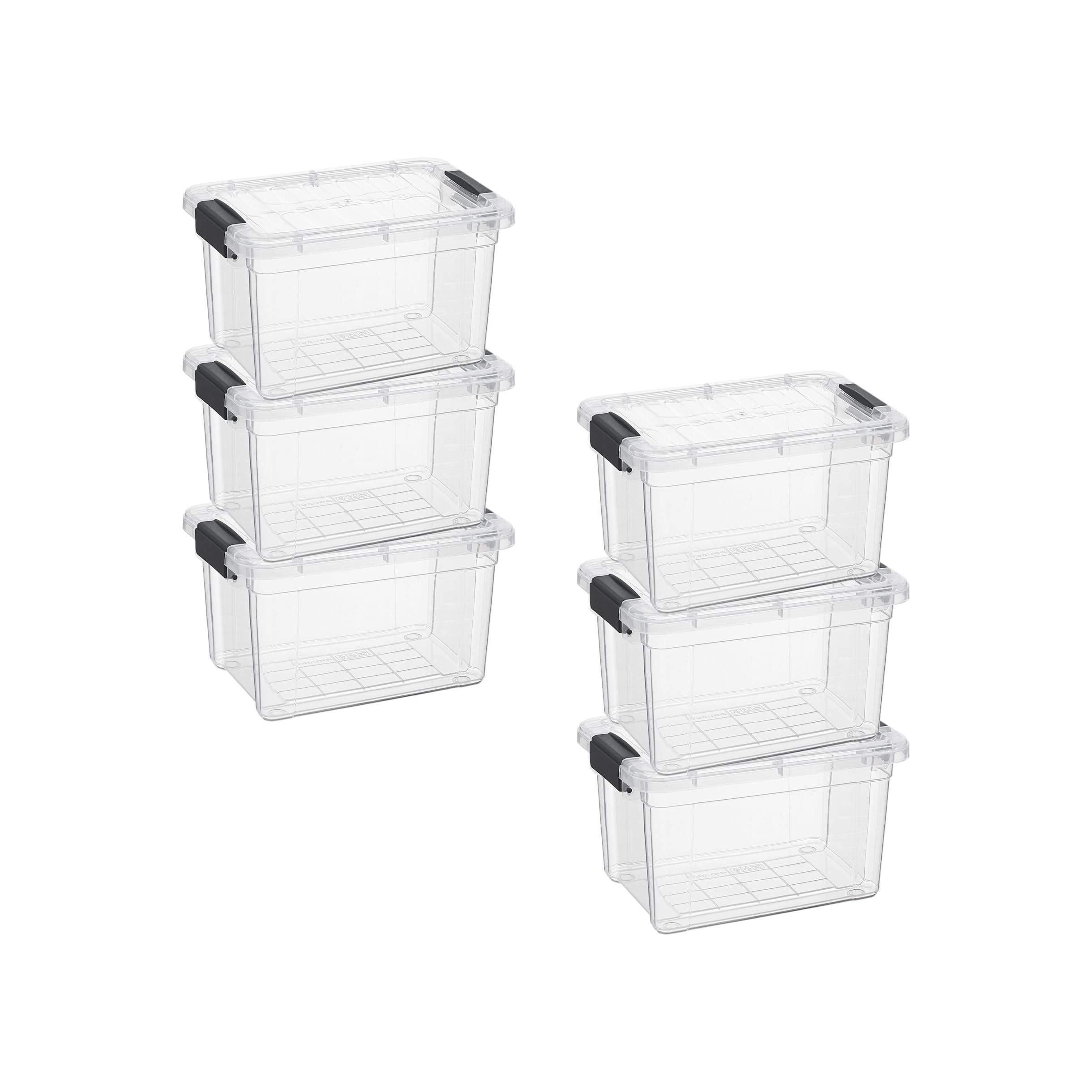 Superio 1.4 Quart Mini Clear Plastic Storage Container with Lid, Stackable Small Organizer Box for Crayons, Art Supplies, Beads, Sewing, Stationery &amp; Food Storage, 6 Pack