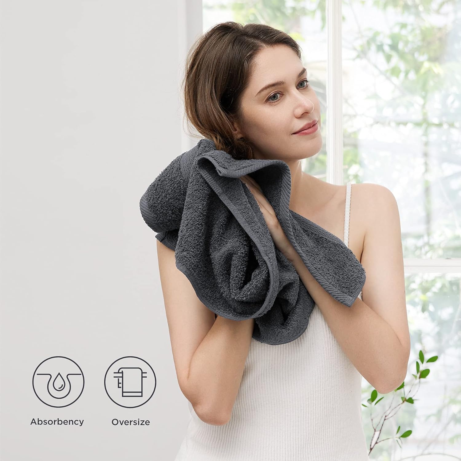 Bedsure Bath Towels Sets for Bathroom - 100% Cotton 8 Pieces Towels Set with 2 Large Bath Towels, 2 Hand Towels and 4 Washcloths, Grey Shower Towel Sets, Towels for Bathroom, Hotel, Gym, Spa : Everything Else